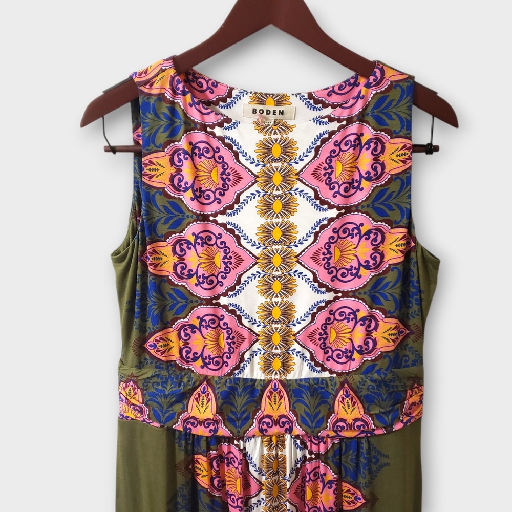 NWT Boden Antonia Maxi Dress Green Multi Oriental Garden Size US 10R - Picture 2 of 10